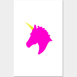 Pink Unicorn Head Posters and Art